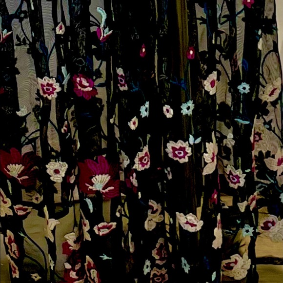 Floral Embroidered dotted Swiss mesh maxi duster - Picture 4 of 7